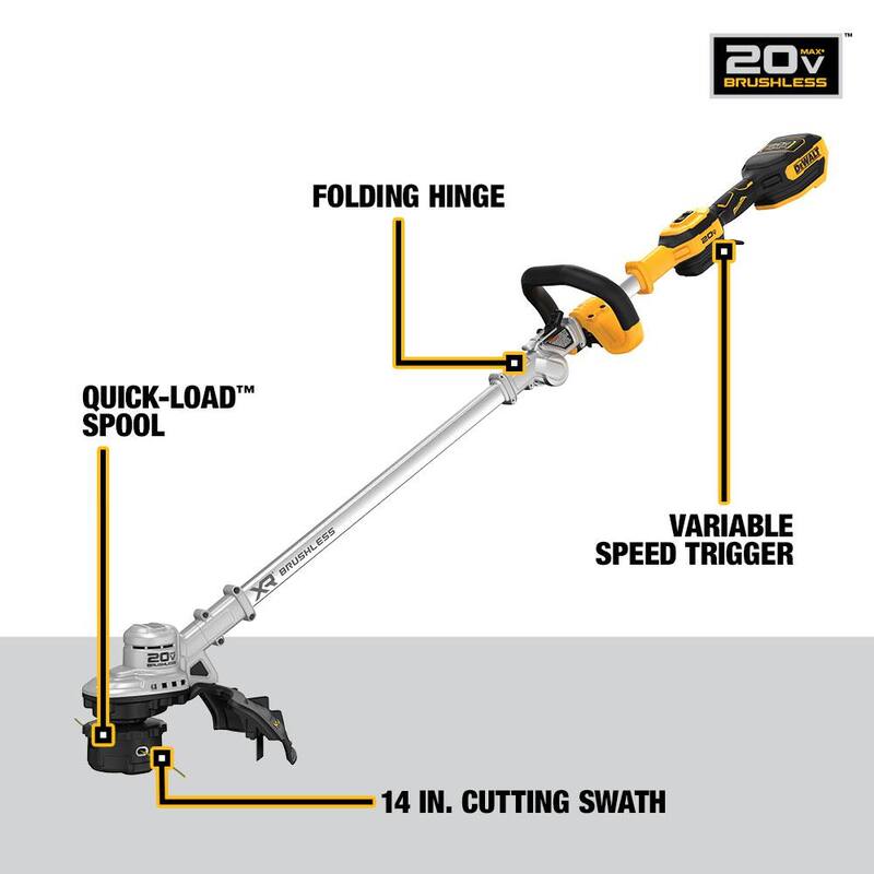 DEWALT 20V MAX Brushless Cordless Battery Powered String Trimmer (Tool Only) with Trimmer Line - DCST922BW1DT802