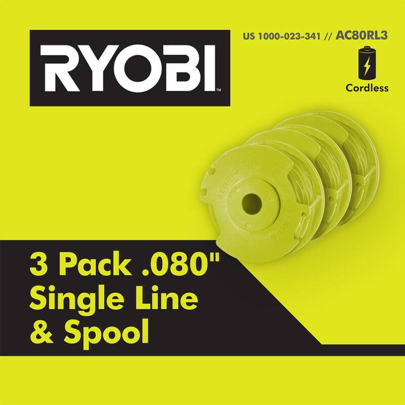 RYOBI ONE+ 18V 13 in. Cordless Battery String Trimmer/Edger with Extra 3-Pack of Spools (Tool Only) - P20018BTL-AC