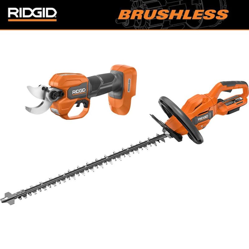 RIDGID 18-Volt Brushless 22 in. Cordless Hedge Trimmer and Pruning Shears (Tool Only) - R01401B-PNR