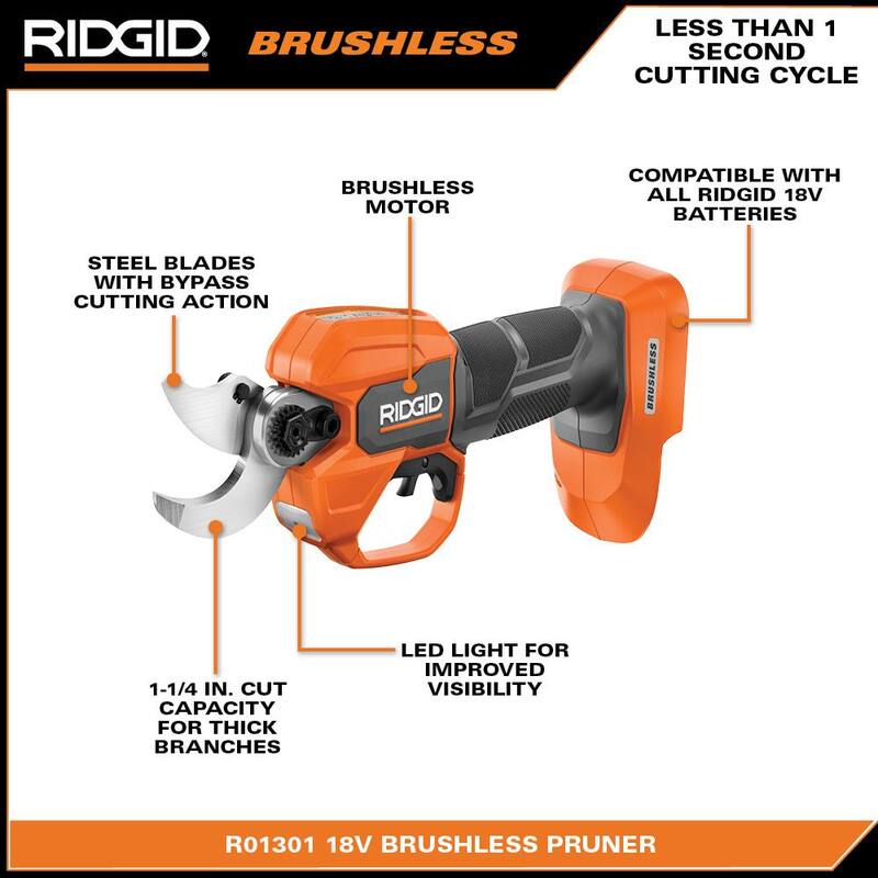 RIDGID 18-Volt Brushless 22 in. Cordless Hedge Trimmer and Pruning Shears (Tool Only) - R01401B-PNR