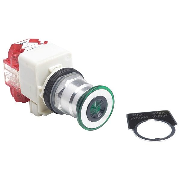 Botón pulsador Schneider Electric, 30 mm, 1NC/1NO, Verde - 9001KR8P1GH25
