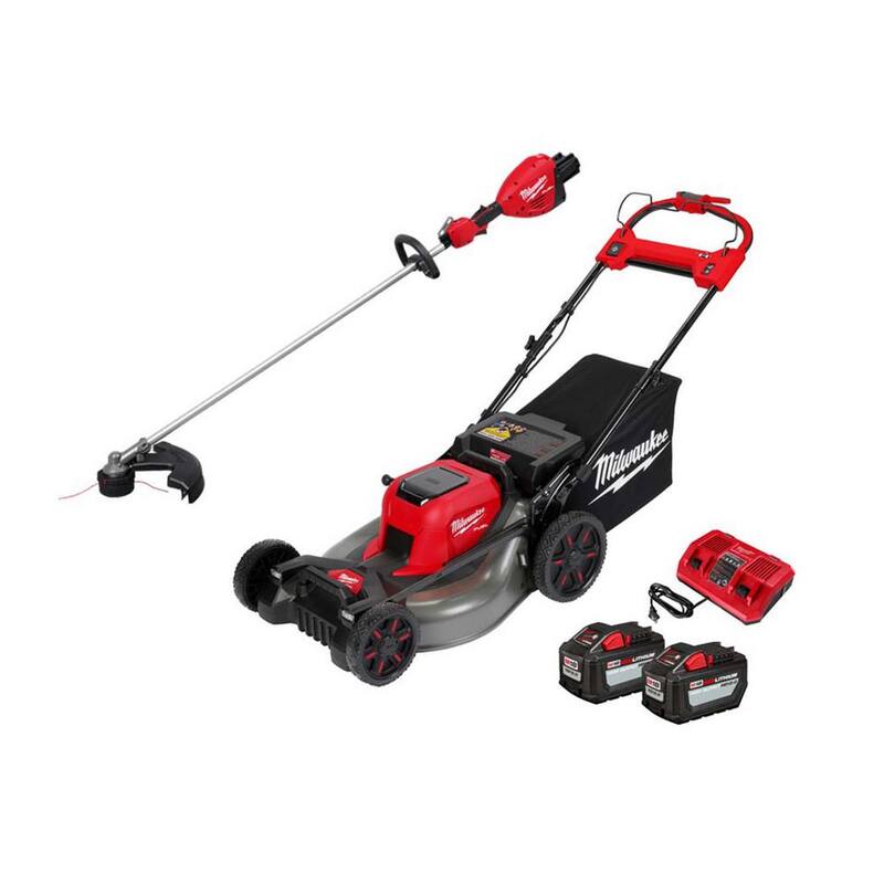 Milwaukee M18 FUEL 18V Brushless Cordless 17 in. Dual Battery Straight Shaft String Trimmer w/Mower, (2) 12.0 Ah Battery, Charger - 3006-20-2823-22HD