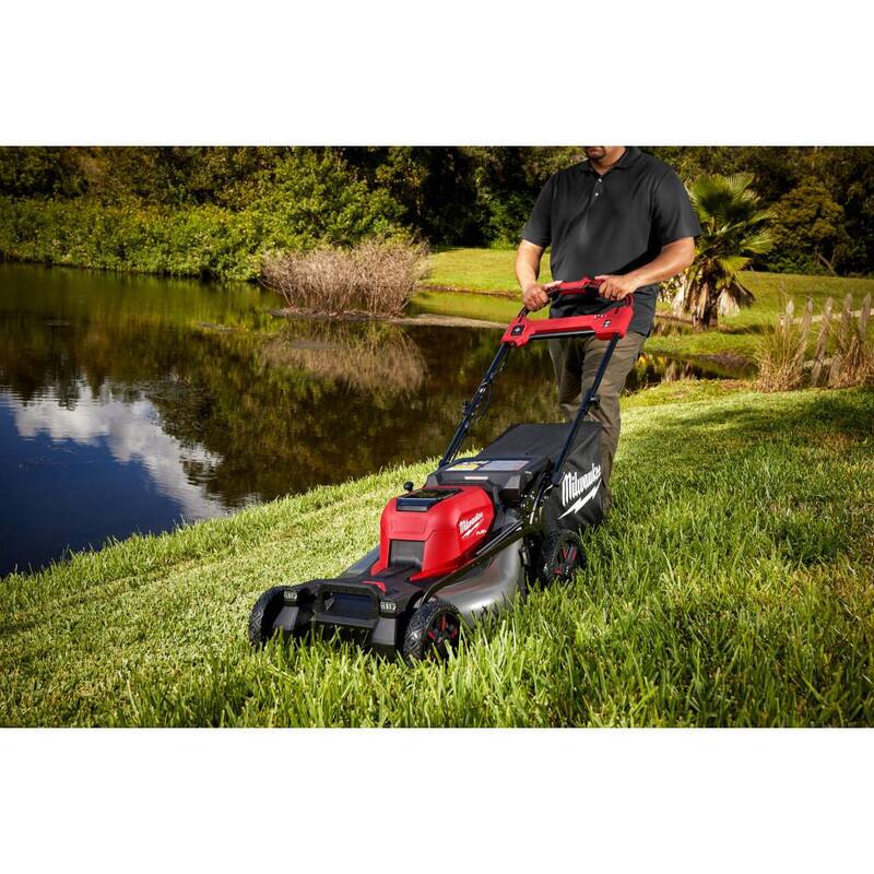 Milwaukee M18 FUEL 18V Brushless Cordless 17 in. Dual Battery Straight Shaft String Trimmer w/Mower, (2) 12.0 Ah Battery, Charger - 3006-20-2823-22HD