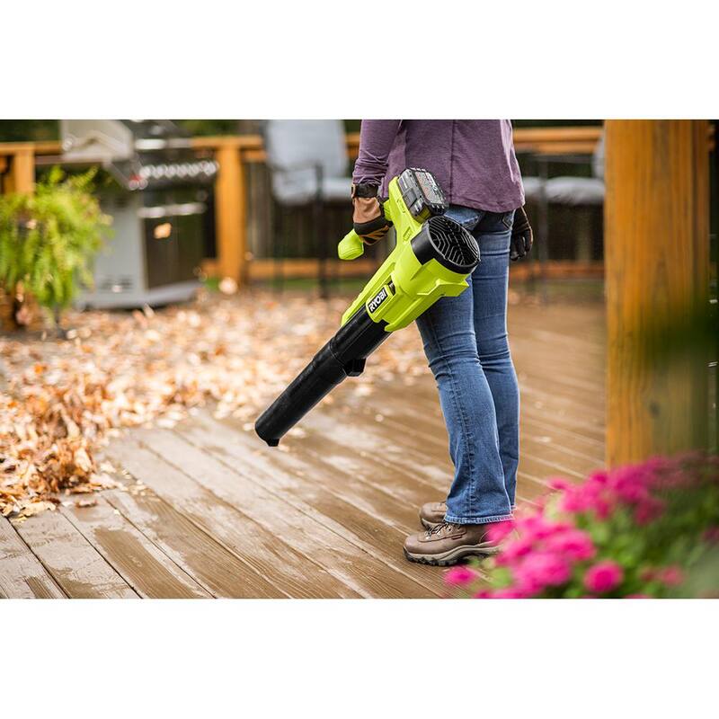 RYOBI ONE+ 18V Cordless Battery String Trimmer and Blower Combo Kit (2-Tools) with 4.0 Ah Battery and Charger - P20151