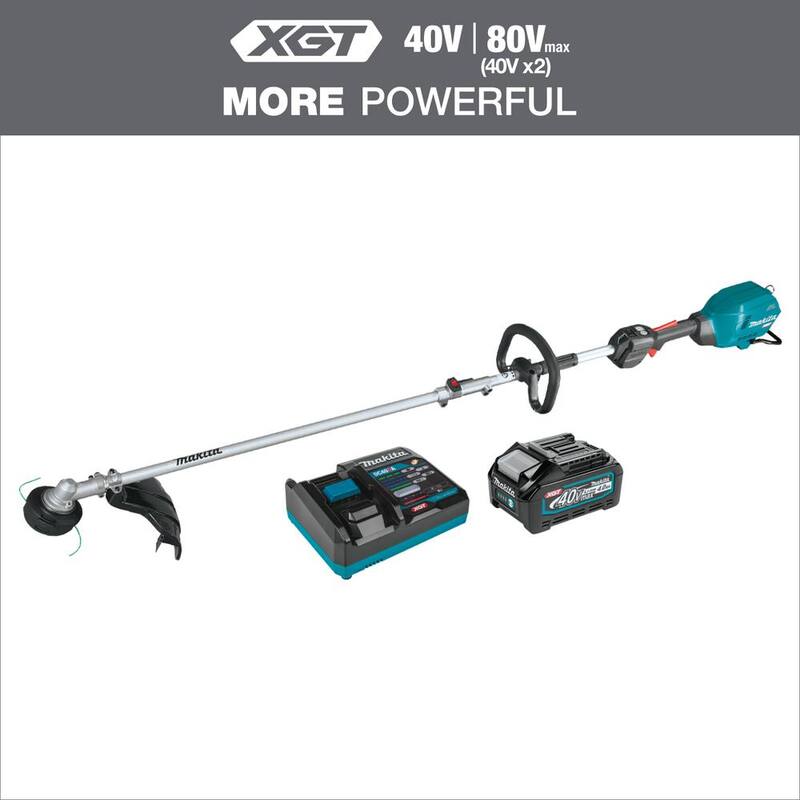 Makita XGT 40V max Brushless Cordless Couple Shaft Power Head Kit with 17 in. String Trimmer Attachment (4.0Ah) - GUX01JM1X1