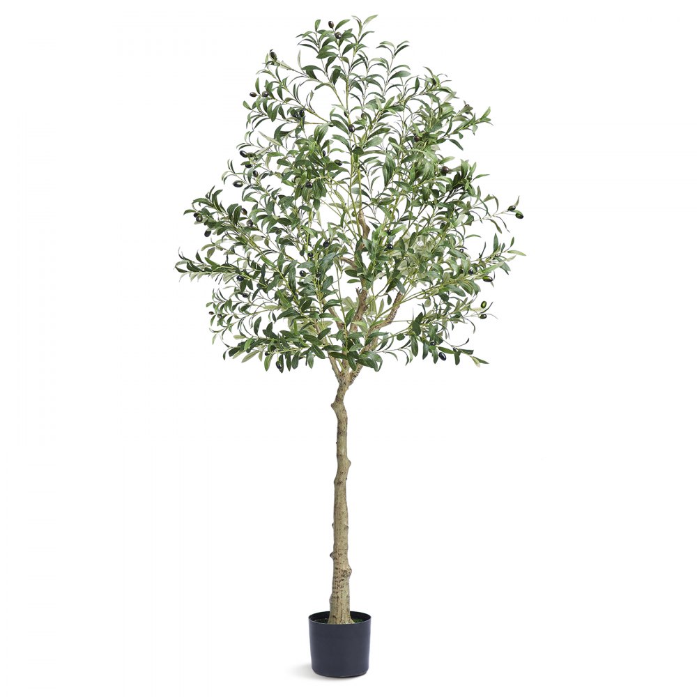 VEVOR Artificial Olive Tree, 6 FT Tall Faux Plant, Secure PE Material & Anti-Tip Tilt Protection Low-Maintenance Plant, Lifelike Green Fake Potted Tree for Home Office Warehouse Decor Indoor Outdoor - RZS6FTGLS000VAJSMV0