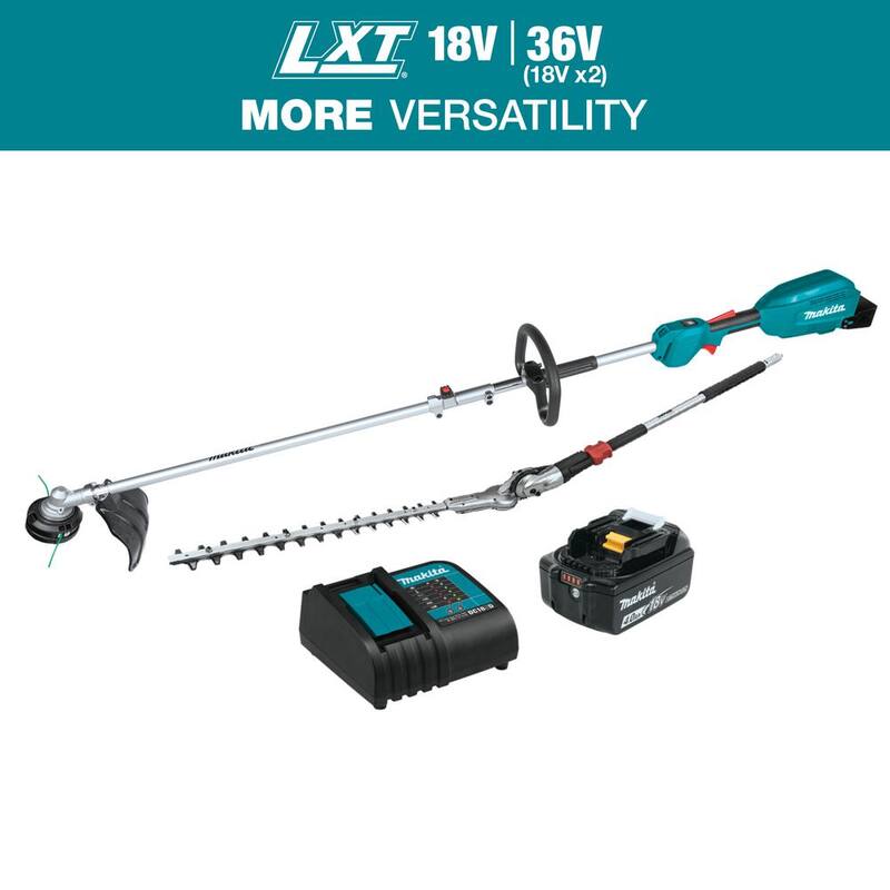 Makita LXT 18V Brushless Cordless Couple Shaft Power Head Kit w/13" String Trimmer & 20" Hedge Trimmer Attachments (4.0Ah) - XUX02SM1X2