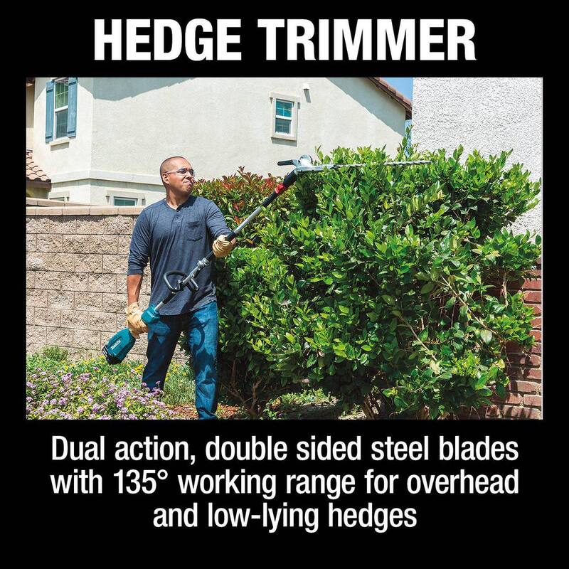 Makita LXT 18V Brushless Cordless Couple Shaft Power Head Kit w/13" String Trimmer & 20" Hedge Trimmer Attachments (4.0Ah) - XUX02SM1X2
