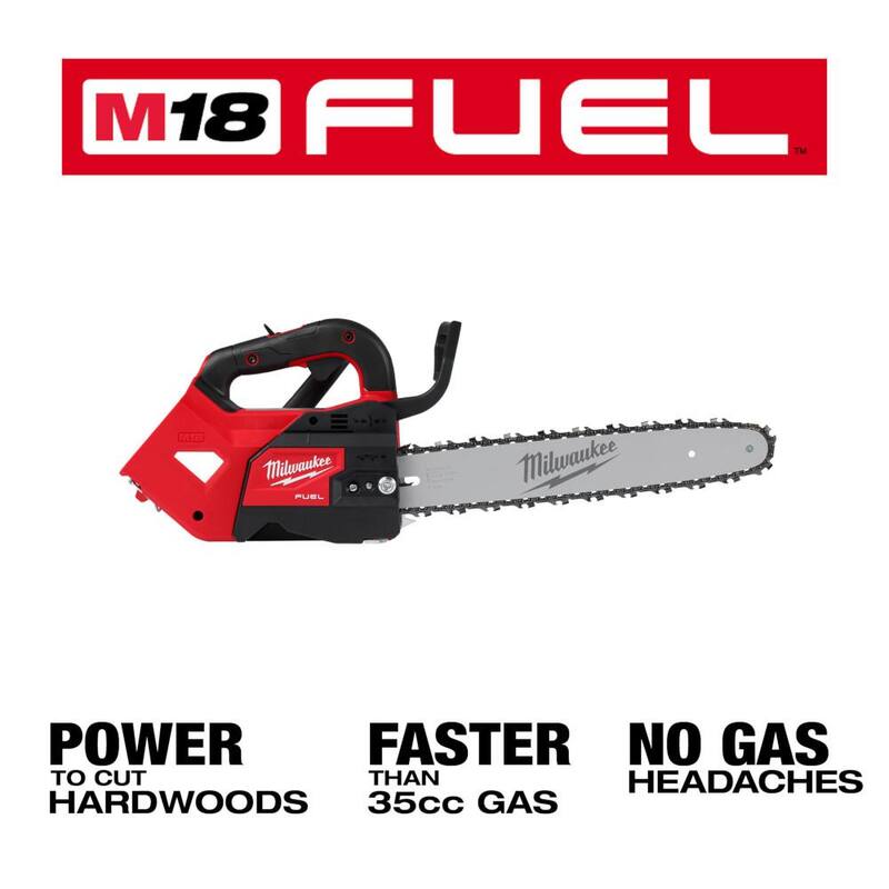 Milwaukee M18 FUEL 18V Brushless Cordless 17 in. Dual Battery String Trimmer w/14 in. Top Handle Chainsaw, (2) Battery, Charger - 3006-22-2826-20T