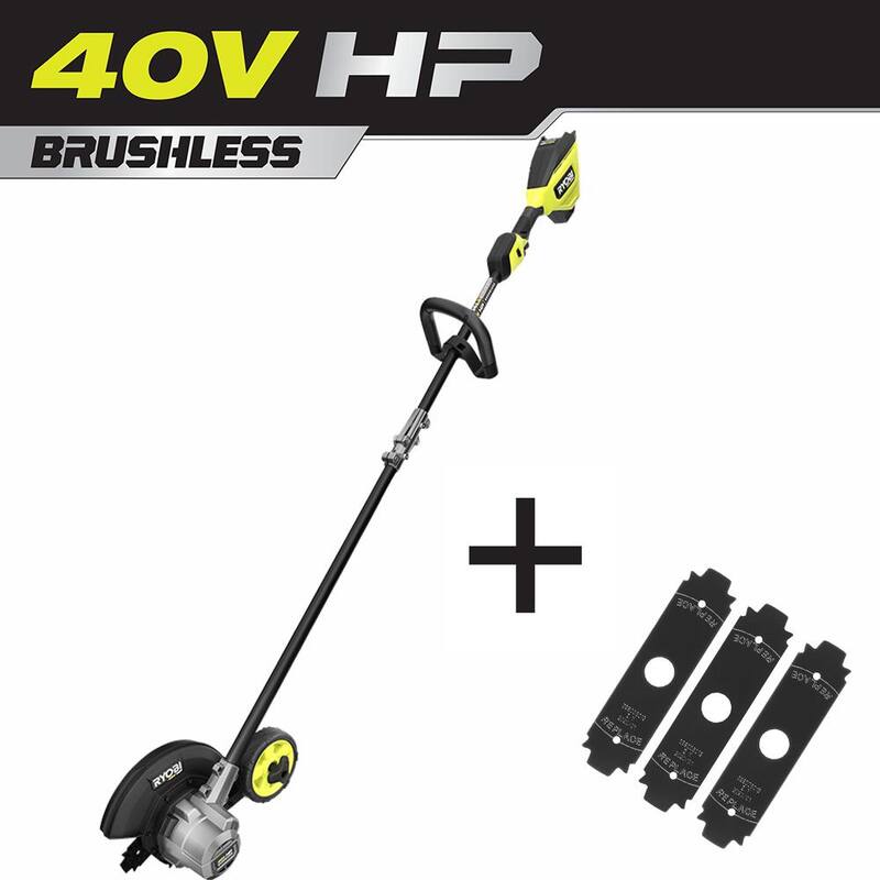 RYOBI 40V HP Brushless Stick Edger (Tool Only) with Extra 3-Pack of Edger Blades - RY40708BTL-AC3