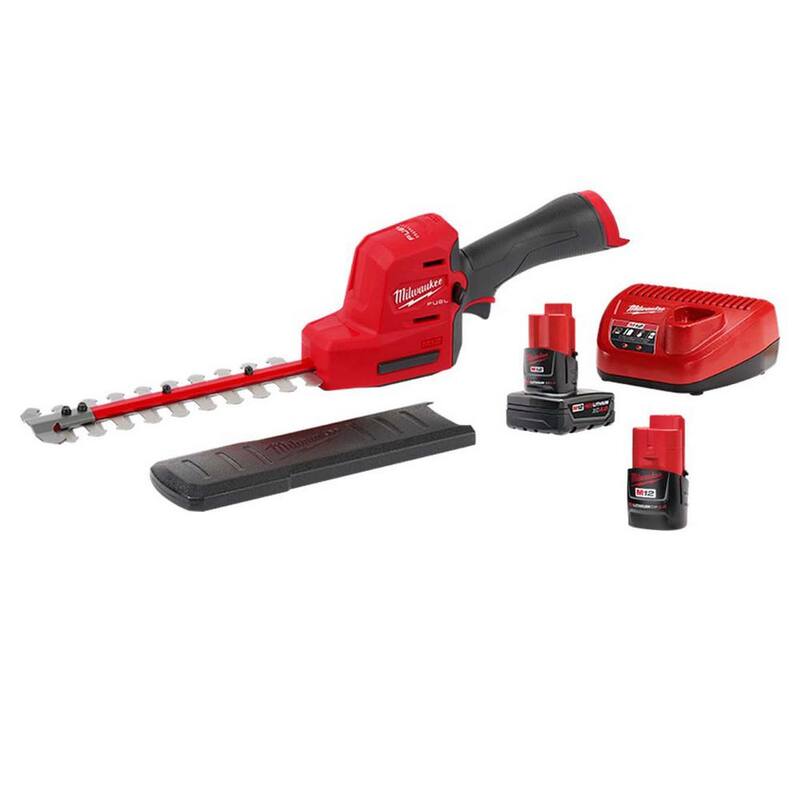 Milwaukee M12 FUEL 8 in. 12V Lithium-Ion Brushless Cordless Hedge Trimmer Kit w/4.0 Ah & 2.0 Ah Battery and Charger - 2533-21-48-11-2420