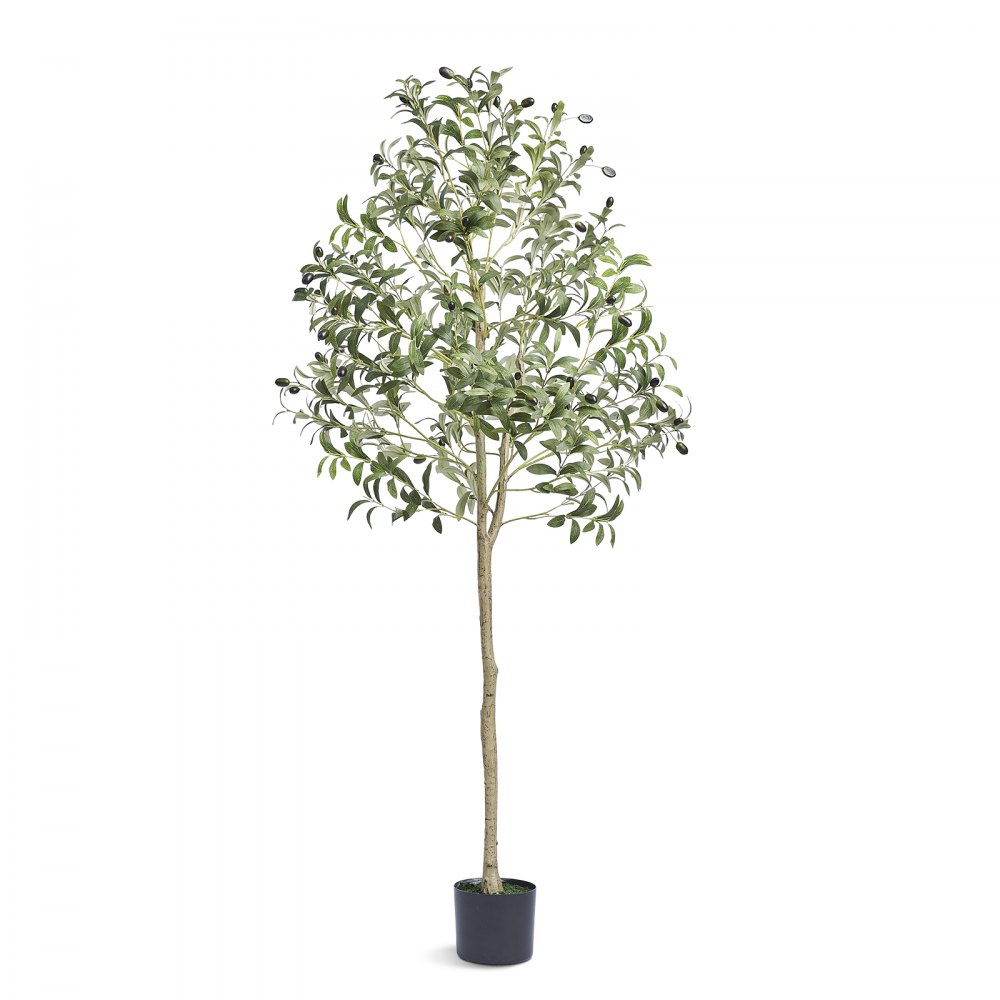 VEVOR Artificial Olive Tree, 5 FT Tall Faux Plant, Secure PE Material & Anti-Tip Tilt Protection Low-Maintenance Plant, Lifelike Green Fake Potted Tree for Home Office Warehouse Decor Indoor Outdoor - RZS5FTGLS000D4T3BV0