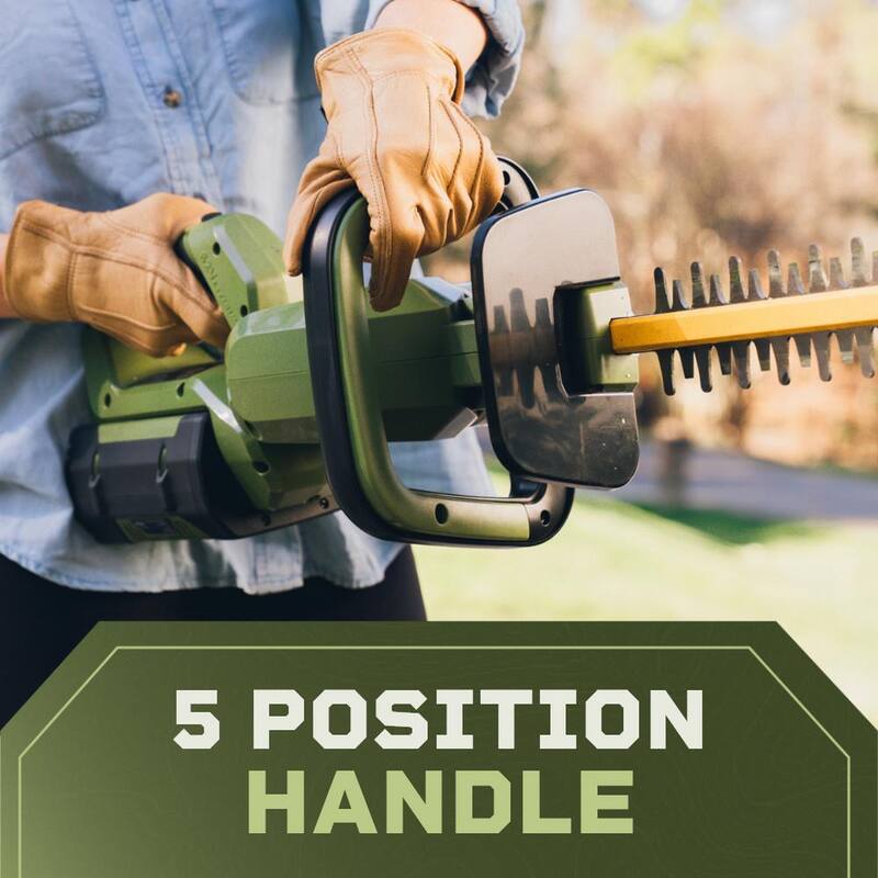 Green Machine 62V Brushless 25in. Cordless Battery Push start Hedge Trimmer with Rotating Handle and 2.5 Ah Batter and Rapid Charger - GMHT6200
