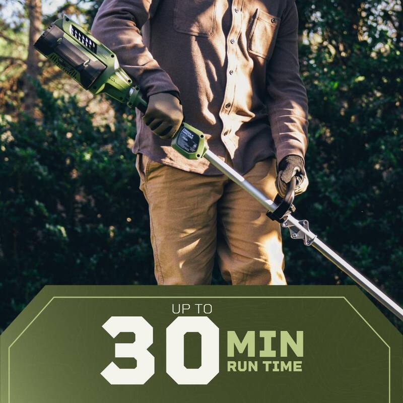 Green Machine 62V Cordless Battery 16” String Trimmer Cut Swath Brushless Motor with quick reload spool and 2.5 Ah Battery and Charger - GMST6200-A