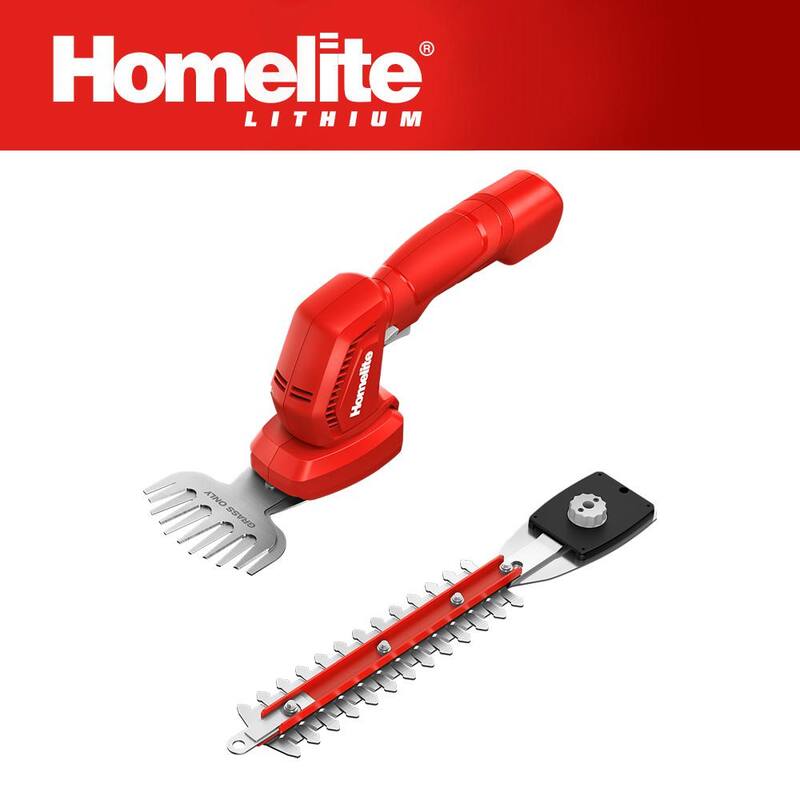 Homelite 12V Lithium Cordless Battery Grass Shear and Shrubber Trimmer with Internal 2.5 Ah Battery and Charger - HOMHT10