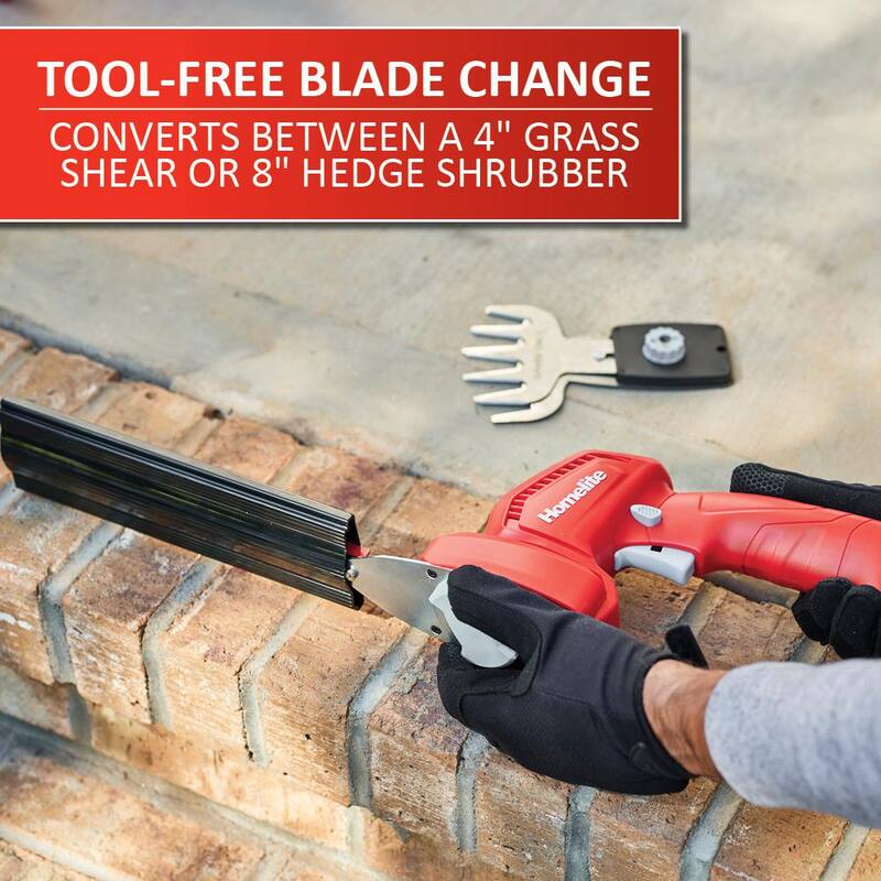 Homelite 12V Lithium Cordless Battery Grass Shear and Shrubber Trimmer with Internal 2.5 Ah Battery and Charger - HOMHT10