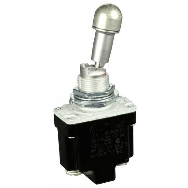 Interruptor basculante Honeywell, SPDT, 3 conexiones, Mantenido Encendido/Mantenimiento Apagado/Mantenimiento Encendido, 1 hp, 15A @ 277V AC - 1TL1-1L