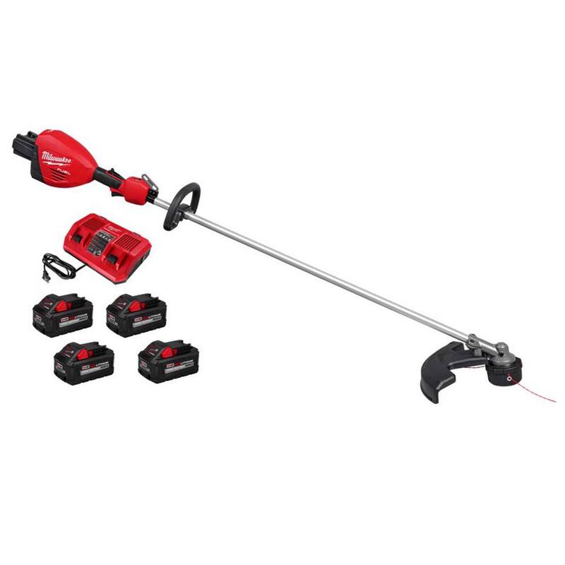 Milwaukee M18 FUEL 18V Brushless Cordless 17 in. Dual Battery Straight Shaft String Trimmer with (4) 8.0 Ah Batteries and Charger - 3006-22-48-11-1880-48-11-1880