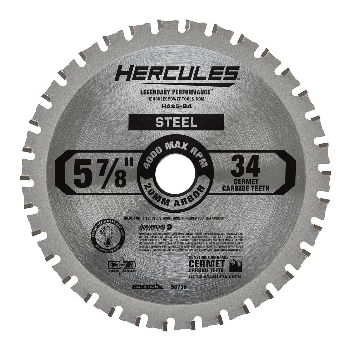 Hércules 5-7/8 pulgadas, 34T Hoja de Sierra Circular para Corte de Metal - 58736