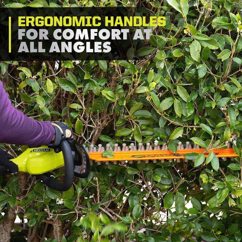 RYOBI ONE+ 18V Cordless Pruner and ONE+ 18V 22 in. Lithium-Ion Cordless Hedge Trimmer with 2.0 Ah Battery and Charger - P2540-P2609BTL