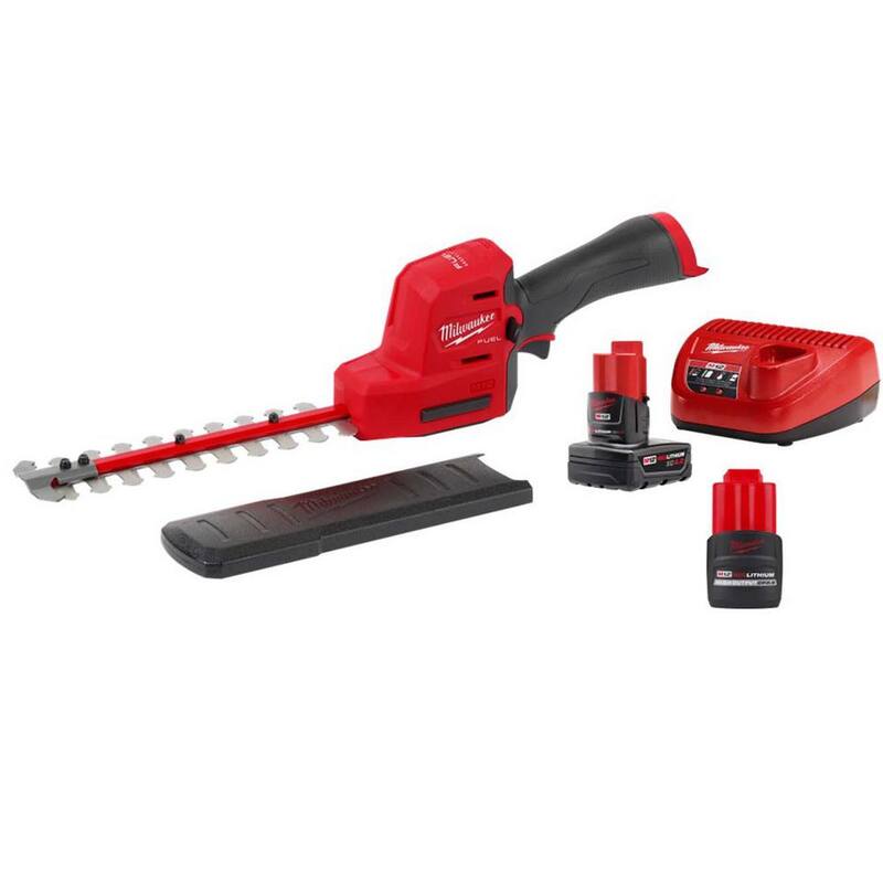 Milwaukee M12 FUEL 8 in. 12V Lithium-Ion Brushless Cordless Hedge Trimmer Kit with 4.0 Ah, 2.5 Ah Battery and Charger - 2533-21-48-11-2425