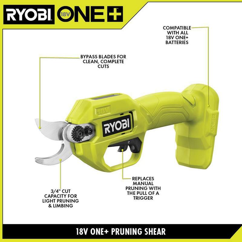 RYOBI ONE+ 18V 22 in. Cordless Hedge Trimmer and Pruner with 2.0 Ah Battery and Charger - P2690-PNR