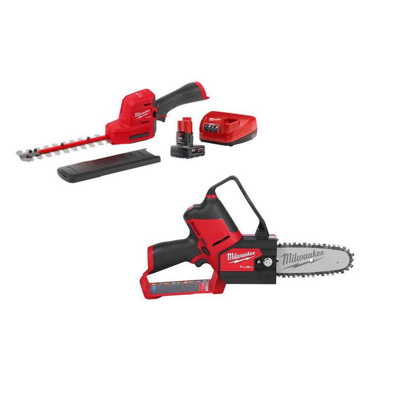 Milwaukee M12 FUEL 8 in. 12V Lithium-Ion Brushless Cordless Hedge Trimmer Kit with M12 FUEL 6 in. HATCHET Pruning Saw (2-Tool) - 2533-21-2527-20