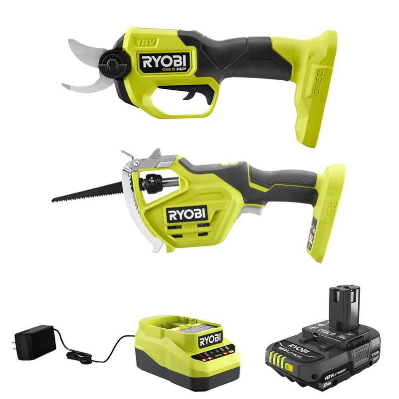 RYOBI ONE+ HP 18V Brushless Cordless Pruner and Cordless Pruning Reciprocating Saw with 2.0 Ah Battery and Charger - P2550-RS