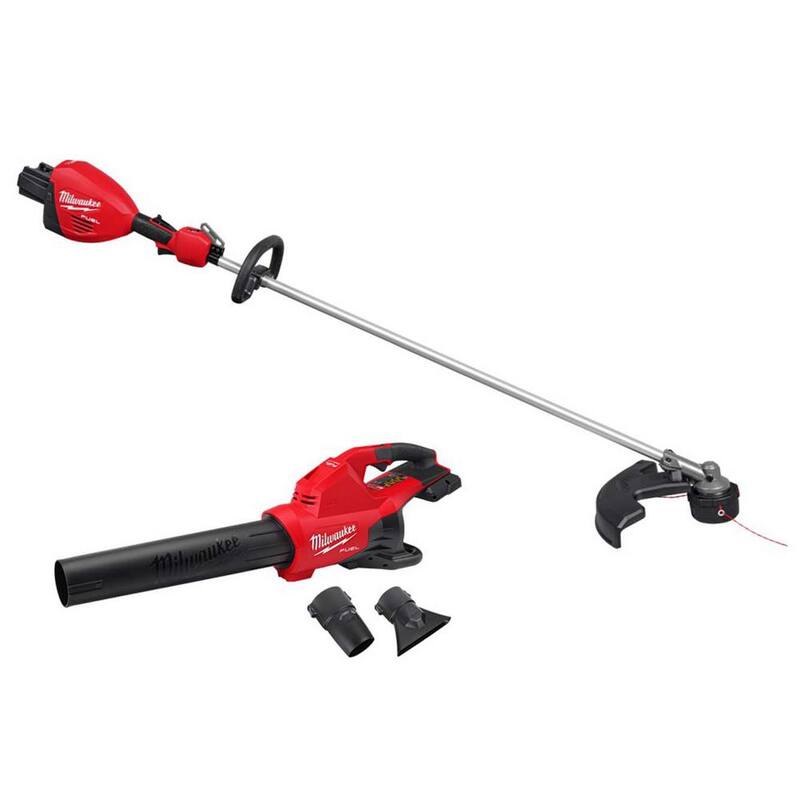 Milwaukee M18 FUEL 18V Brushless Cordless 17 in. Dual Battery Straight Shaft String Trimmer w/Dual Battery Blower (2-Tool) - 3006-20-2824-20