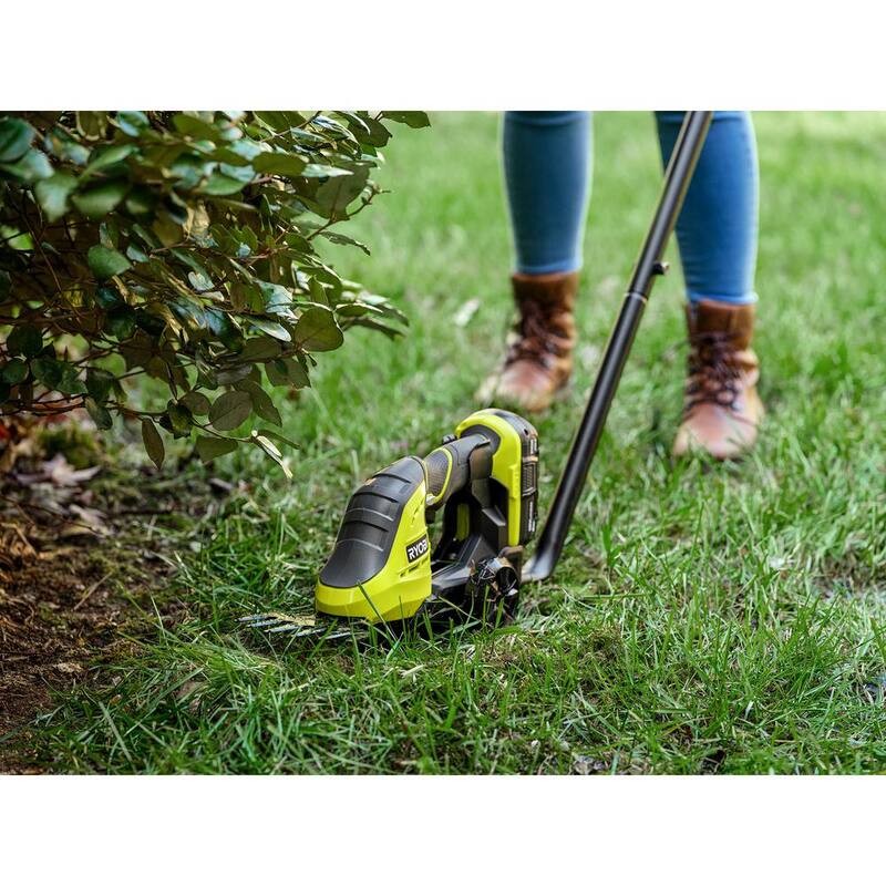 RYOBI ONE+ 18V Cordless Grass Shear and Shrubber Trimmer with Caddy and 2.0 Ah Battery and Charger - P2980-AC