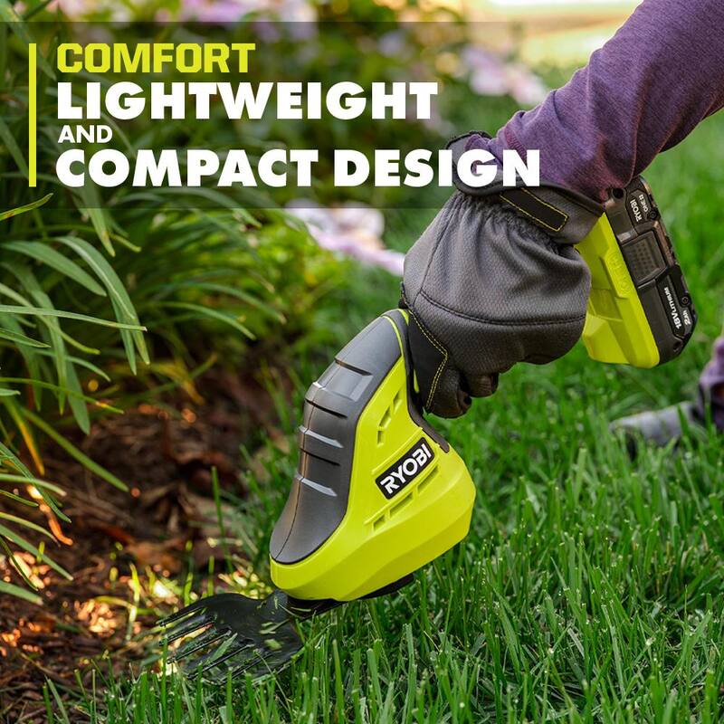 RYOBI ONE+ 18V Cordless Grass Shear and Shrubber Trimmer with Caddy and 2.0 Ah Battery and Charger - P2980-AC