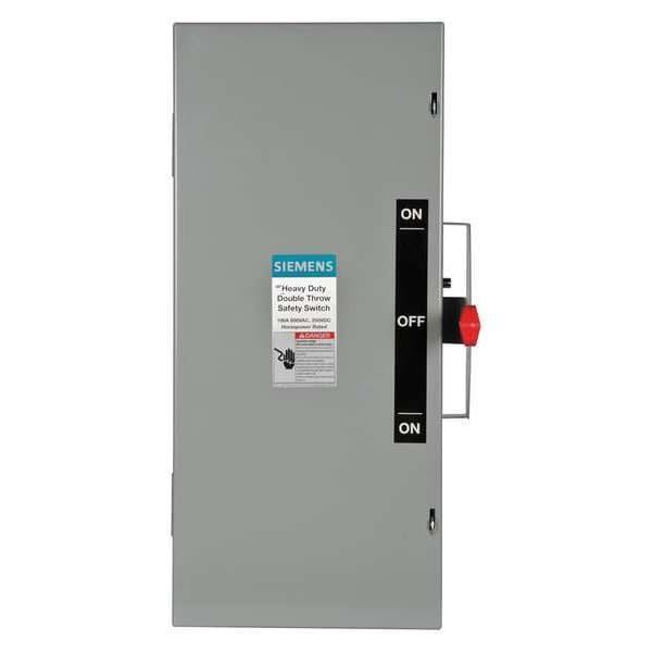 Interruptor de seguridad Siemens sin fusibles, servicio pesado, 600V CA, 3 PST, 100 A, NEMA 1 - DTNF363