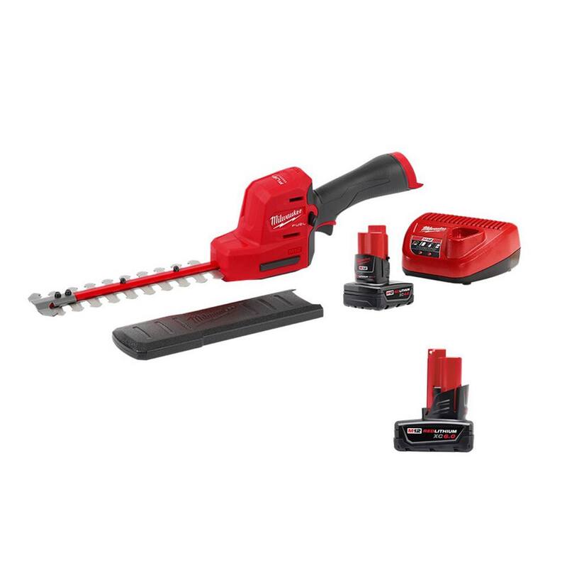 Milwaukee M12 FUEL 8 in. 12V Lithium-Ion Brushless Cordless Hedge Trimmer Kit with 6.0Ah and 4.0Ah Battery and Charger - 2533-21-48-11-2460