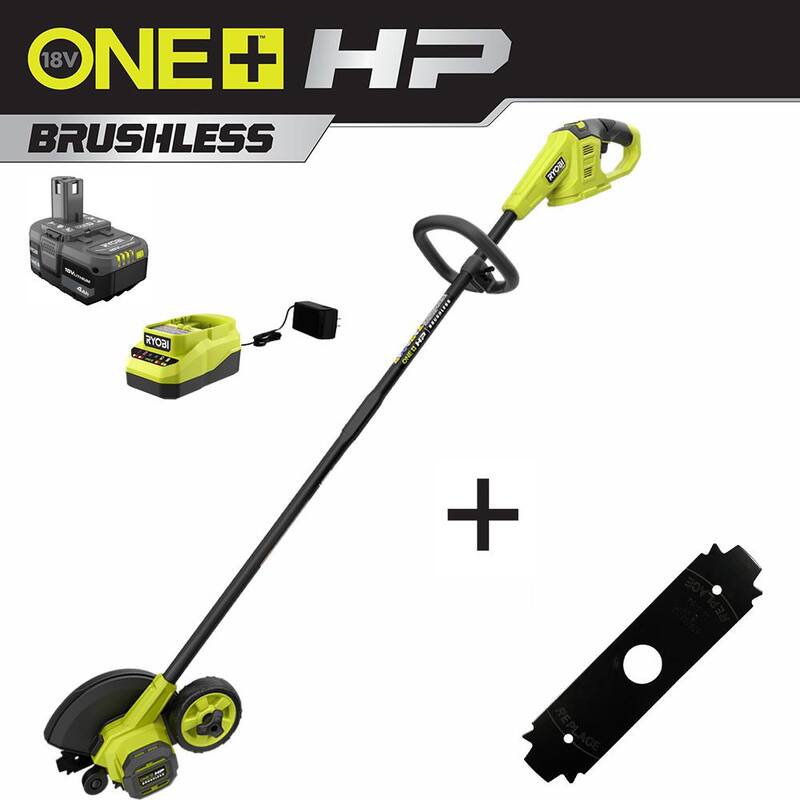 RYOBI ONE+ HP 18V Brushless Edger with Extra Edger Blade, 4.0 Ah Battery, and Charger - P2312-AC