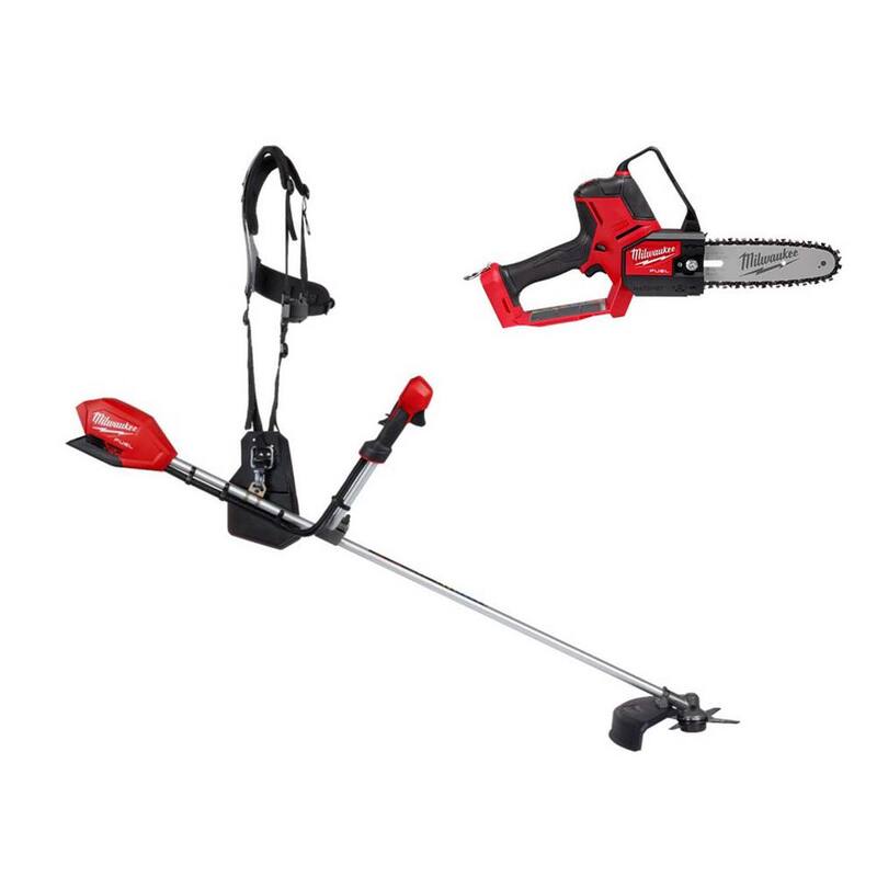 Milwaukee M18 FUEL 18V Lithium-Ion Brushless Cordless Brush Cutter with M18 FUEL 8 in. HATCHET Pruning Saw 2-Tool) - 3015-20-3004-20
