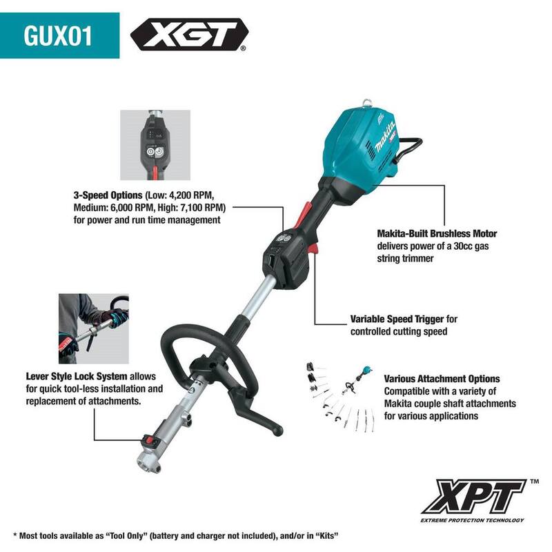 Makita XGT 40V max Brushless Cordless Couple Shaft Power Head (Tool Only) - GUX01Z