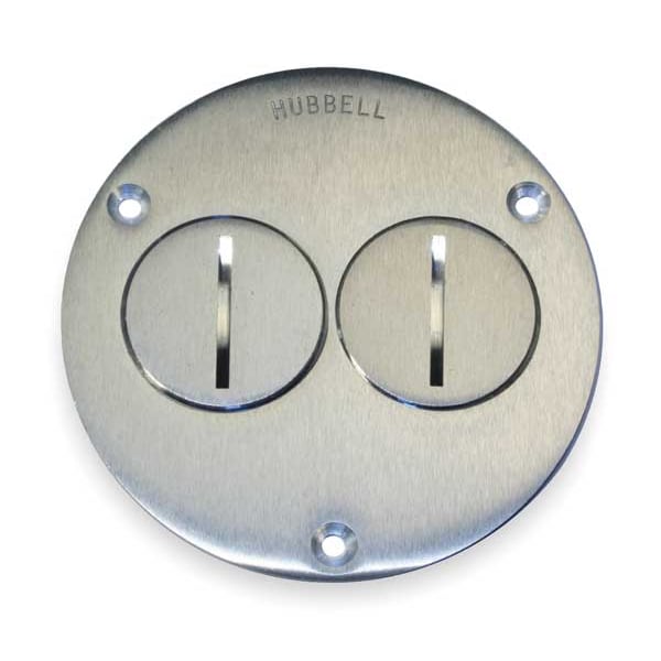 Hubbell Wiring Device-Kellems Electrical Box Cover, 2 Gangs, Round, Aluminum, Duplex Receptacle Cover - SA3725