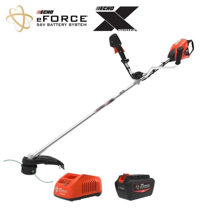 ECHO eFORCE 56V X Series 17 in. Brushless Cordless Battery String Trimmer/Brushcutter with 5.0 Ah Battery and Rapid Charger - DSRM-2600UR2