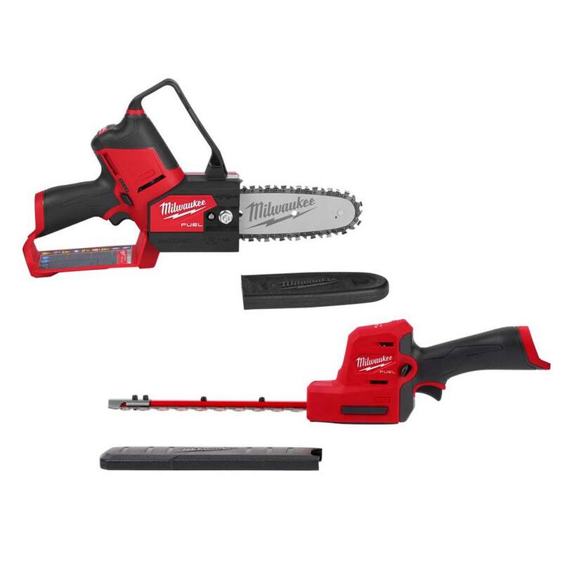 Milwaukee M12 FUEL 8 in. 12V Lithium-Ion Brushless Cordless Battery Hedge Trimmer w/M12 FUEL 6 in. Hatchet Pruning Saw (2-Tool) - 2533-20-2527-20
