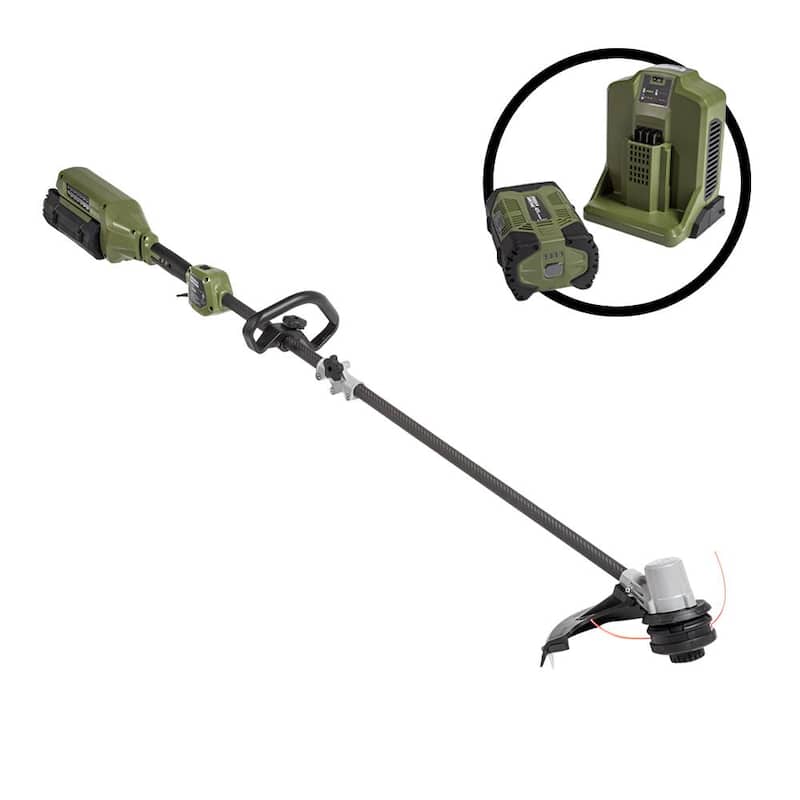 Green Machine 62V 16” Cordless Carbon Fiber Shaft String Trimmer Brushless motor and quick reload spool with 2.5AH Battery and Charger - GMST6200-C