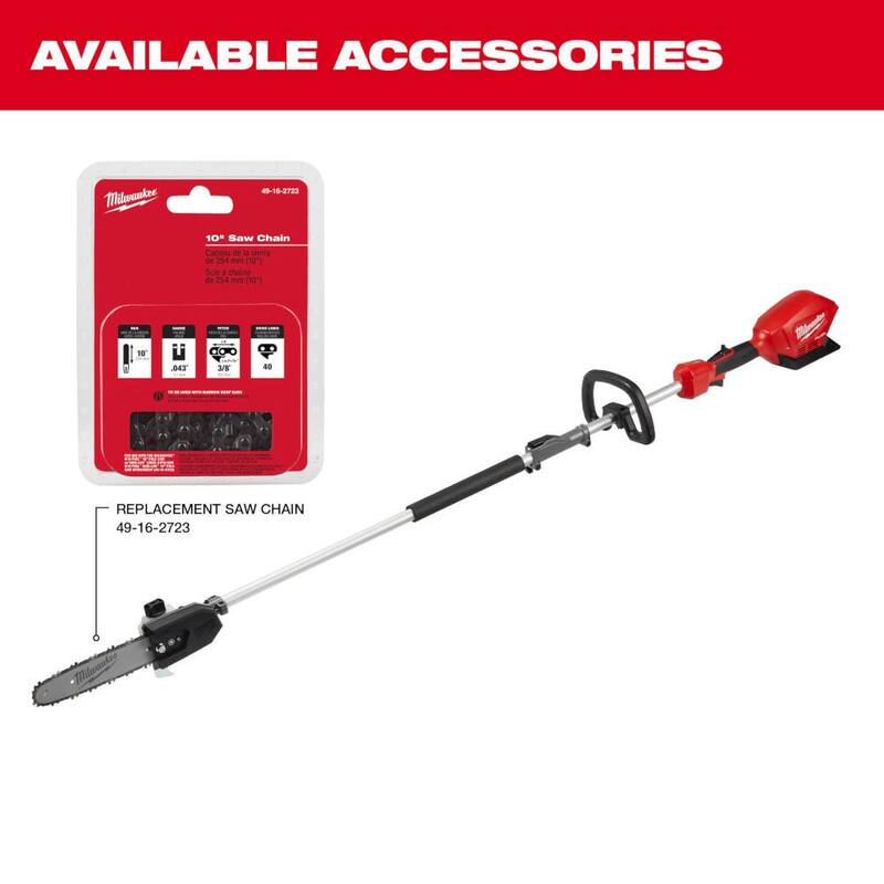 Milwaukee M12 FUEL 8 in. 12V Lithium-Ion Brushless Cordless Hedge Trimmer Kit with M18 FUEL 10 in. Pole Saw (2-Tool) - 2533-21-2825-20PS