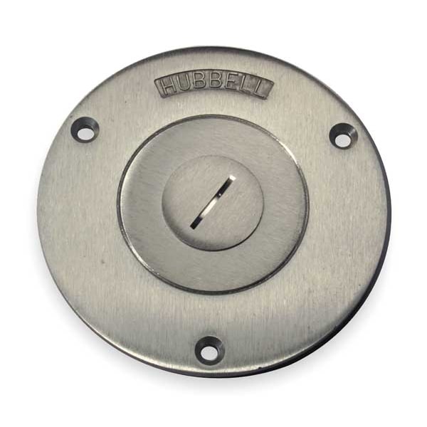 Hubbell Wiring Device-Kellems Electrical Box Cover, 1 Gang, Round, Aluminum - SA2525