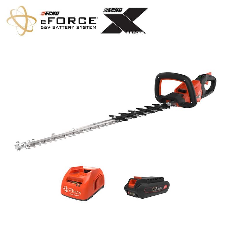 ECHO eFORCE 28 in. 56-Volt X Series Double-Sided Cordless Battery Powered Hedge Trimmer with 2.5Ah Battery and Rapid Charger - DHC-2800R1