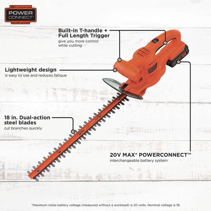 BLACK+DECKER 20V MAX Cordless Battery Powered Hedge Trimmer Kit and 20V Cordless Electric Pruner with (2) 1.5Ah Battery & Chargers - LHT218C1WR320C1