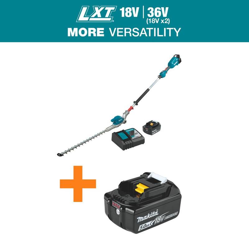 Makita LXT 18V Lithium-Ion Brushless 20 in. Articulating Pole Hedge Trimmer Kit (5.0 Ah) with LXT 18V Battery Pack 5.0Ah - XNU01T-BL1850B