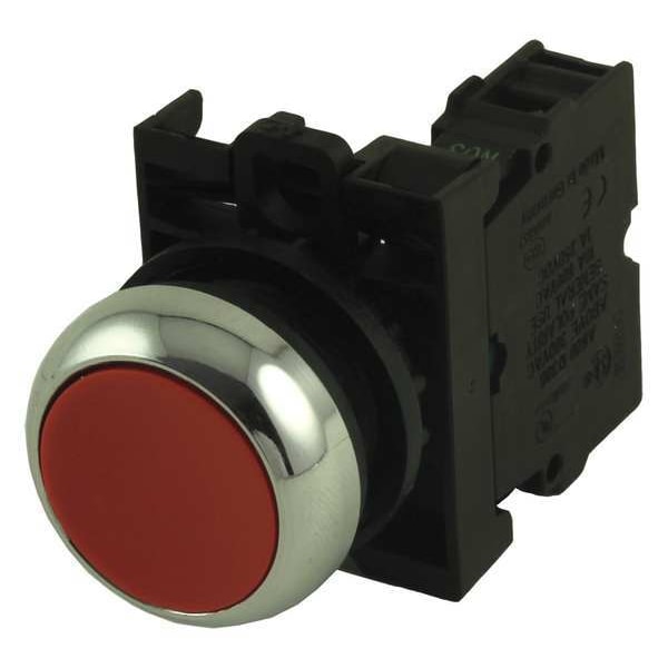 Botón pulsador no iluminado de Eaton, 22 mm, 1NC, rojo - M22M-D-R-K01