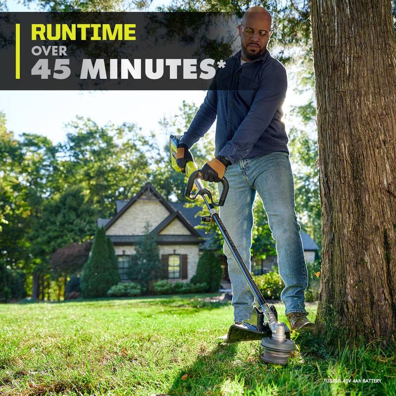 RYOBI 40V HP Brushless 16 in. Cordless Attachment Capable String Trimmer & Hedge Trimmer w/4.0 Ah Battery & Charger - RY40HPST01K-RYHDG