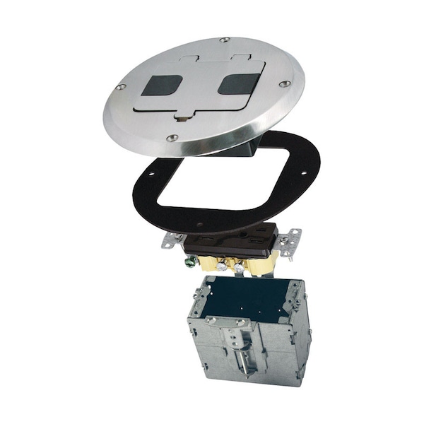 Hubbell Electrical Box, 28 cu in, Floor Box Type, 1 Gang, Steel, Round Shape - 6239NI