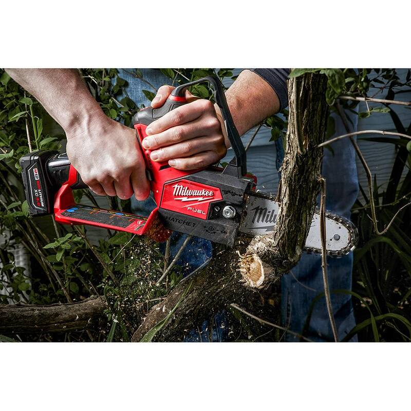 Milwaukee M12 FUEL 8 in. 12V Lithium-Ion Brushless Cordless Battery Hedge Trimmer w/6 in. Hatchet Pruning Saw Kit (2-Tool) - 2533-20-2527-21