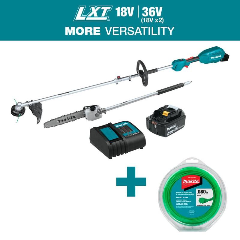 Makita 18V LXT BL Cordless Couple Shaft Power Head Kit w/Trimmer & Pole Saw Attachments (4.0Ah) & Trimmer Line, 0.080", 175' - XUX02SM1X4T0386